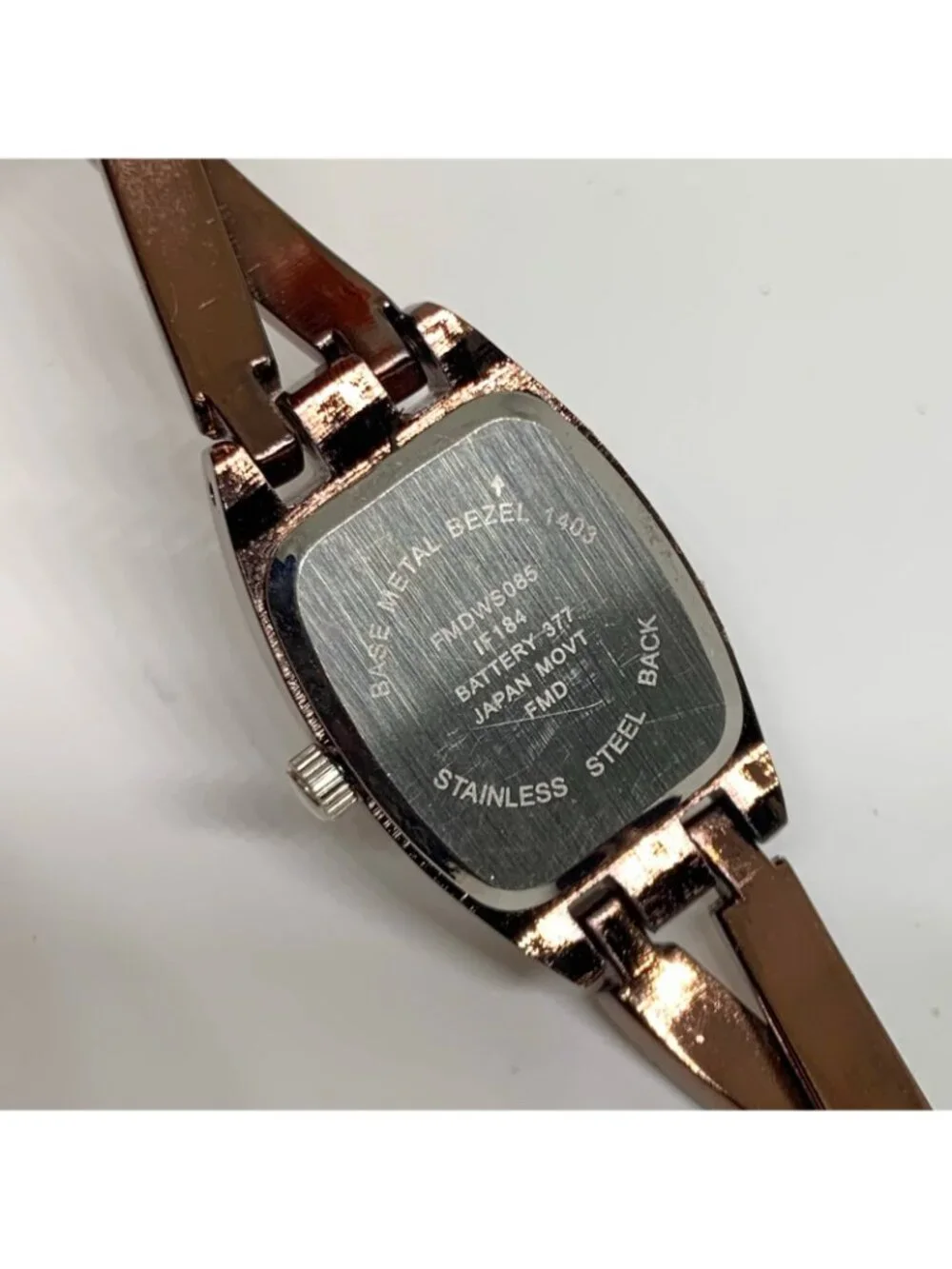 FMD women’s watch brown tone 19mm quartz analog rhinestones size 6” running